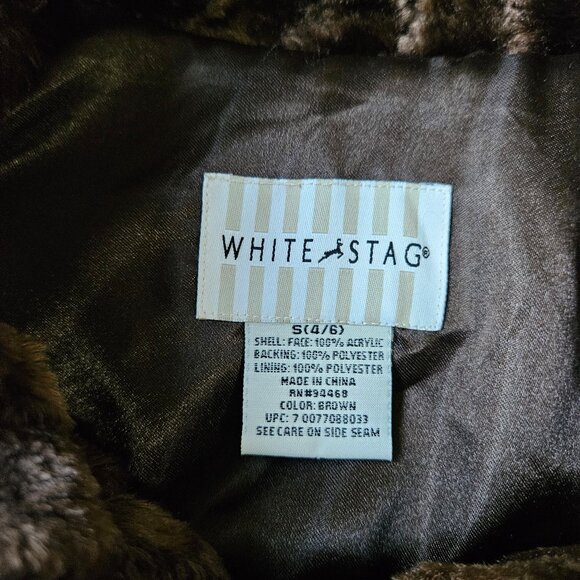 White Stag Brown Faux Fur Coat Jacket Size S - Picture 6 of 7